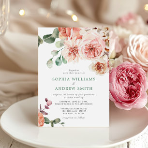 Faire-part de mariage de Bouquet Rose anglais