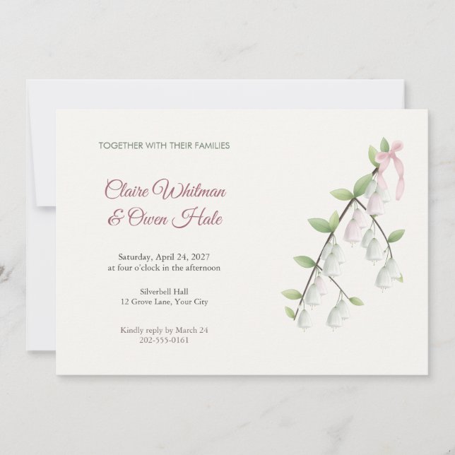 Faire-part de mariage de branche de Silverbell (Devant)