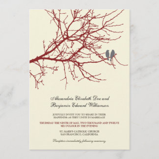 Faire-part de mariage de branche d'inséparables