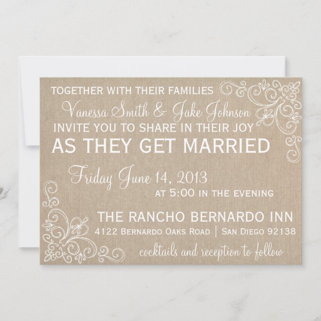 Faire-part de mariage de Burlap (Devant)