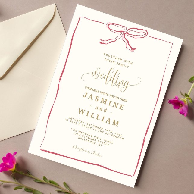 Faire-part de mariage de cabot rose (Créateur téléchargé)