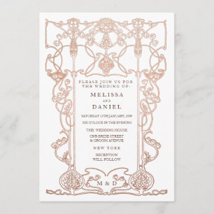 Faire-part de mariage de cadre Art nouveau de bron