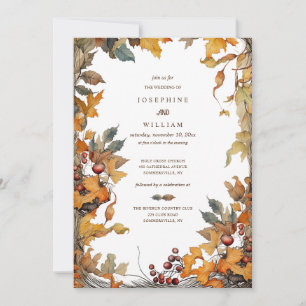 Faire-part de mariage de cadre d'automne