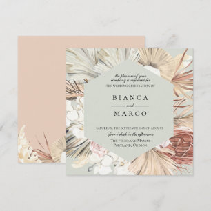 Faire-part de mariage de cadre de feuillage Terre