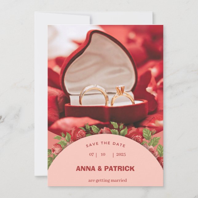 Faire-part de mariage de cadre de roses roses saum (Devant)