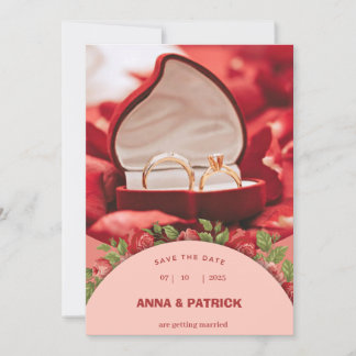 Faire-part de mariage de cadre de roses roses saum