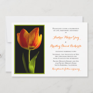 Faire-part de mariage de cadre de tulipe orange