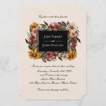 Faire-part de mariage de cadre floral de automne r