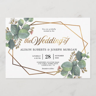 Faire-part de mariage de cadre géométrique Eucalyp