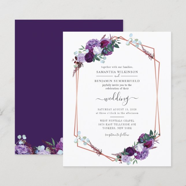 Faire-part de mariage de cadre géométrique floral  (Devant / Derrière)