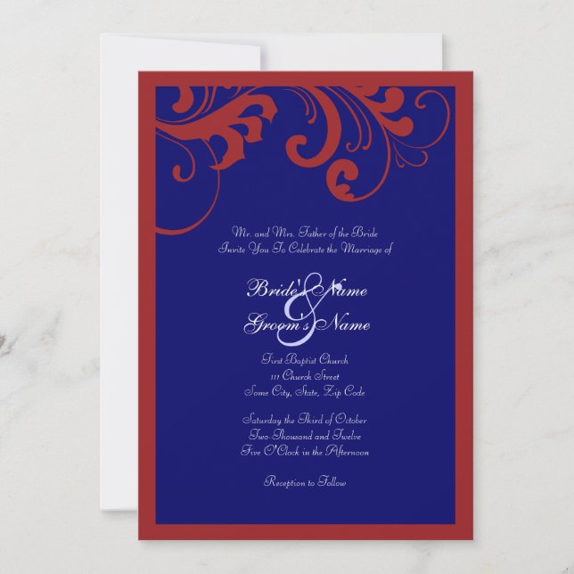 Faire-part de mariage de cadre Red, White & Blue S (Devant)