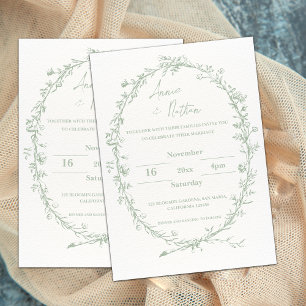 Faire-part de mariage de cadre vert organique comp