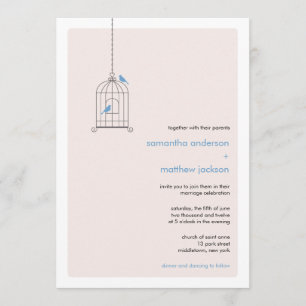 Faire-part de mariage de cage à oiseaux moderne -