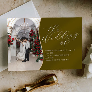 Faire-part de mariage de calligraphie à thème d'Ol