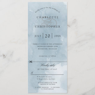 faire-part de mariage de calligraphie en bleu de l