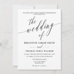 Faire-part de mariage de calligraphie minimaliste