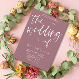 Faire-part de mariage de calligraphie Rose Dusty s