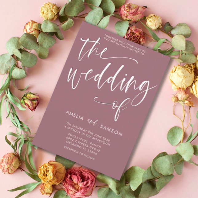 Faire-part de mariage de calligraphie Rose Dusty s (Créateur téléchargé)