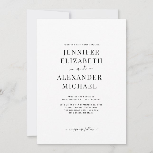 Faire-part de mariage de calligraphie simple (Devant)