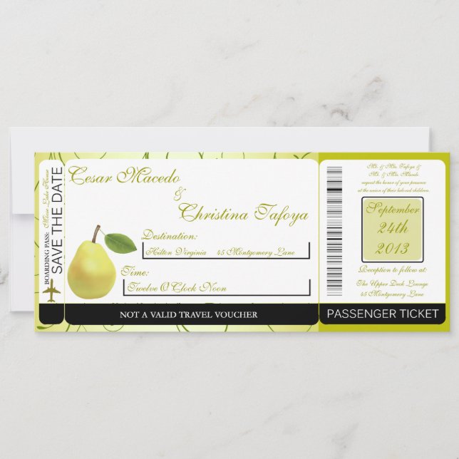 Faire-part de mariage de carte d'embarquement de l (Devant)