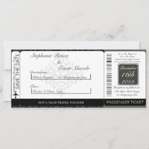 Faire-part de mariage de carte d'embarquement noir