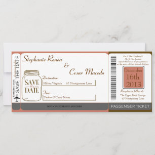Faire-part de mariage de carte d'embarquement rose