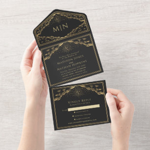 Faire-part de mariage de carte Tarot Élégant Sun e