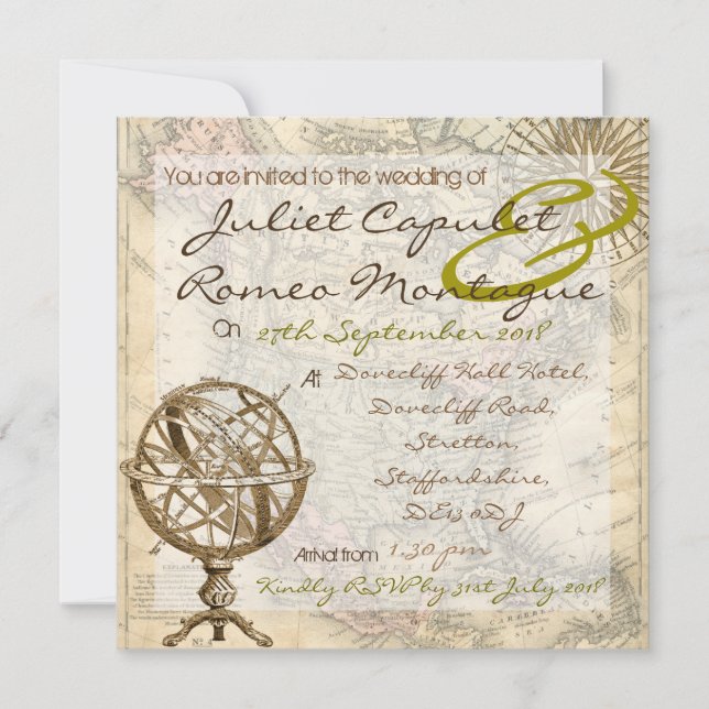 Faire-part de mariage de carte vintage (Devant)