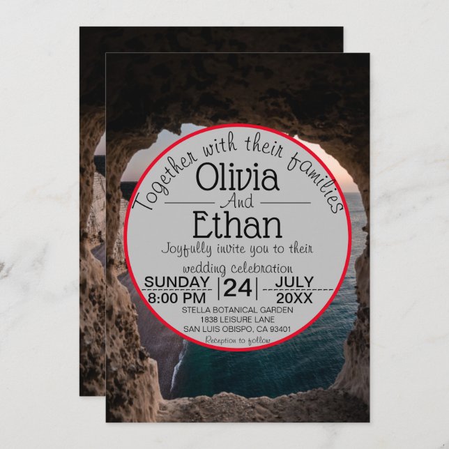Faire-part de mariage de célébration de plage sur  (Devant / Derrière)