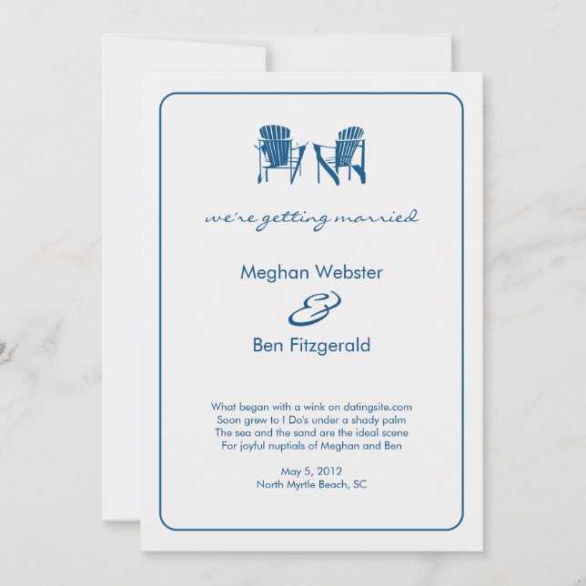 Faire-part de mariage de chaises Adirondack (Devant)