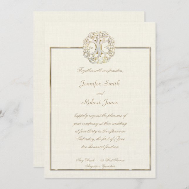 Faire-part de mariage de chardon de l'arbre celte (Devant / Derrière)