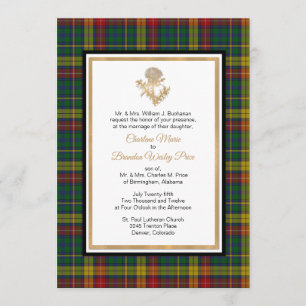 Faire-part de mariage de chardon de plaid de