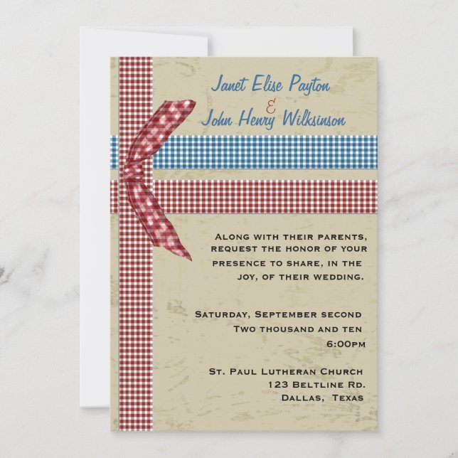 Faire-part de mariage de charme de campagne (Devant)