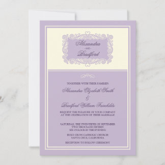 Faire-part de mariage de charmes cardiaques (lilas