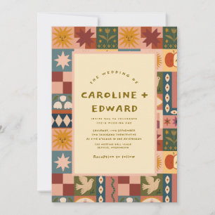 Faire-part de mariage de chaume céleste de Bohême