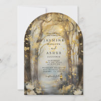 Faire-part de mariage de chemin de forêt enchantée