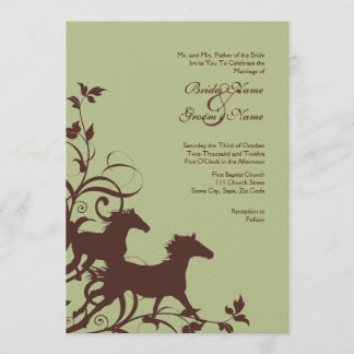 Faire-part de mariage de chevaux Brown et sauvages