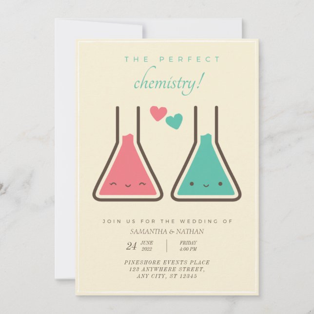 Faire-part de mariage de chimie parfaite simple (Devant)