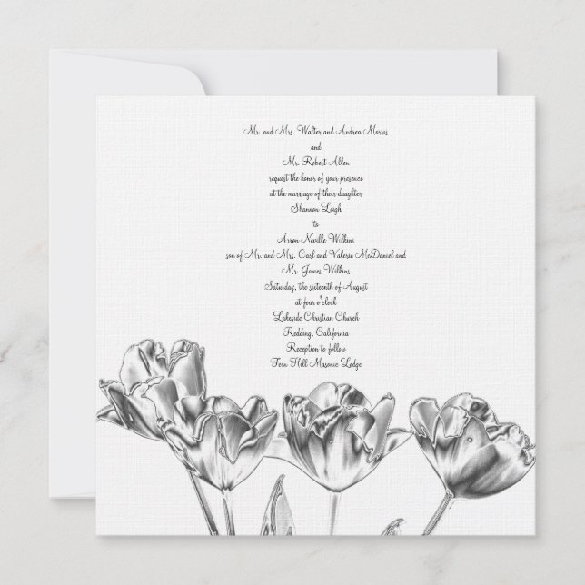 Faire-part de mariage de chrome de tulipe (Devant)