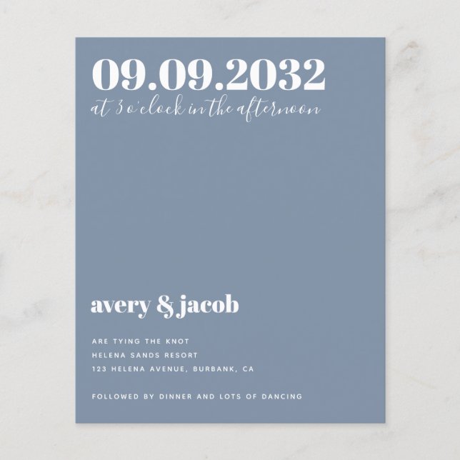 Faire-part de mariage de code QR bleu budget (Devant)