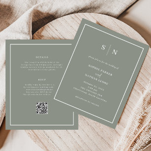 Faire-part de mariage de code QR budget minimal et
