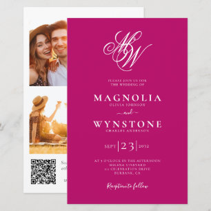 Faire-part de mariage de code QR de monogramme élé