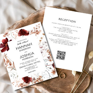 Faire-part de mariage de code QR du Fleur sauvage