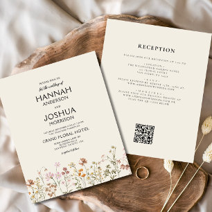 Faire-part de mariage de code QR du Fleur sauvage