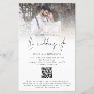 Faire-part de mariage de code QR du script de phot