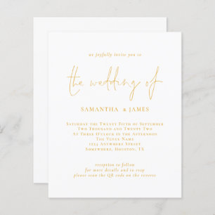 Faire-part de mariage de code QR du script Gold du