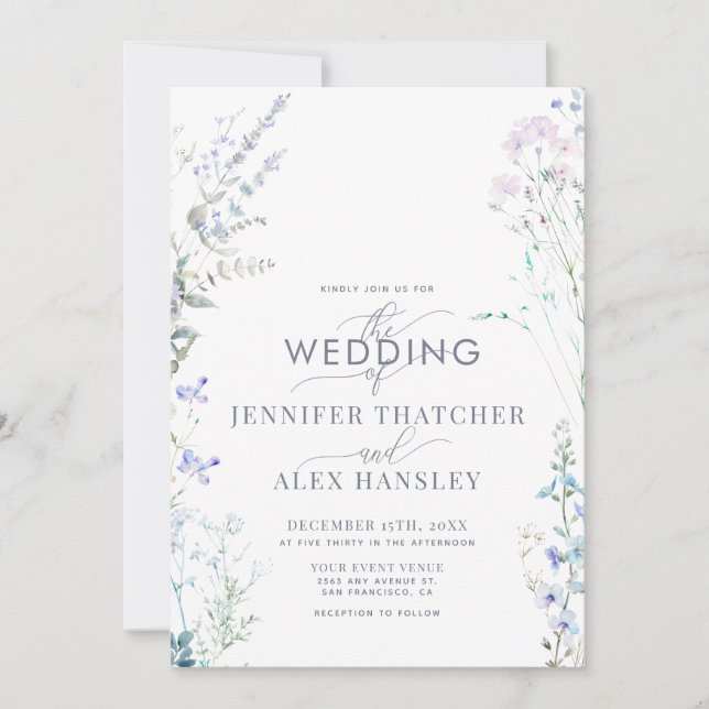Faire-part de mariage de code QR Fleur sauvage mod (Devant)