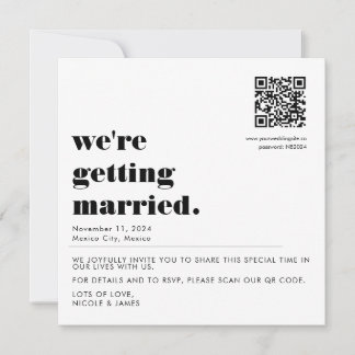 Faire-part de mariage de code QR moderne et simple
