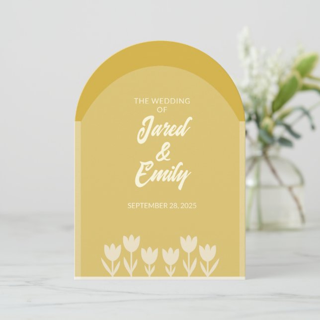 Faire-part de mariage de code QR style Arche (Debout devant)