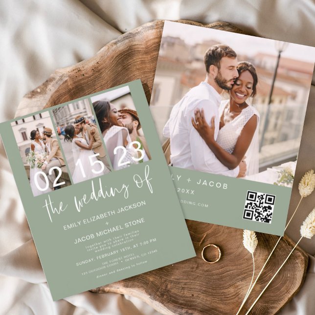 Faire-part de mariage de code QR vert de l'échelle (Créateur téléchargé)